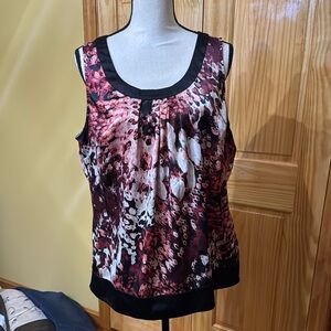 Ann Taylor Red and Black Graphic‎ Sleeveless Tank